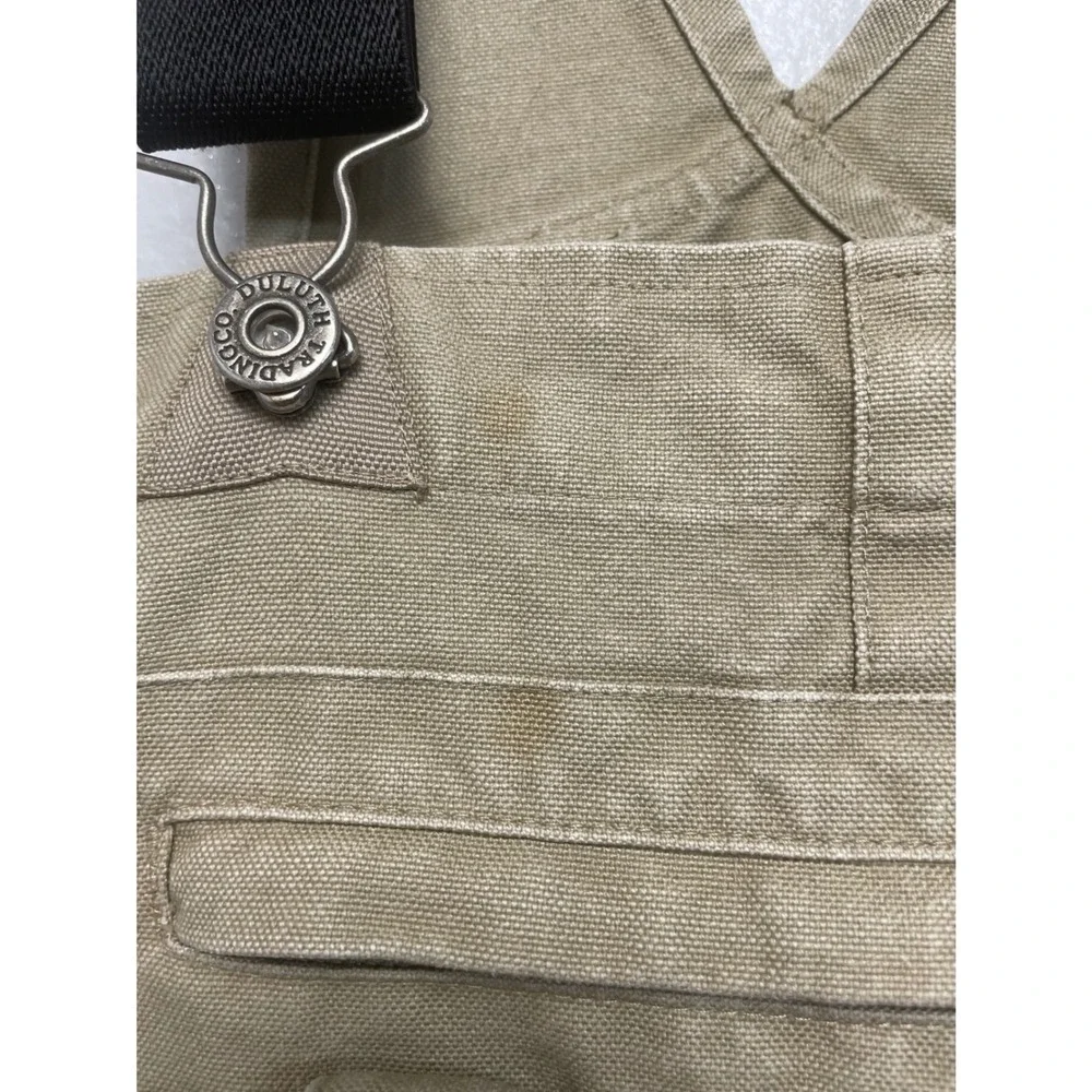 Duluth Trading Co Overalls Workwear 32x34 Tan Fire Hose Cotton Canvas Bibs